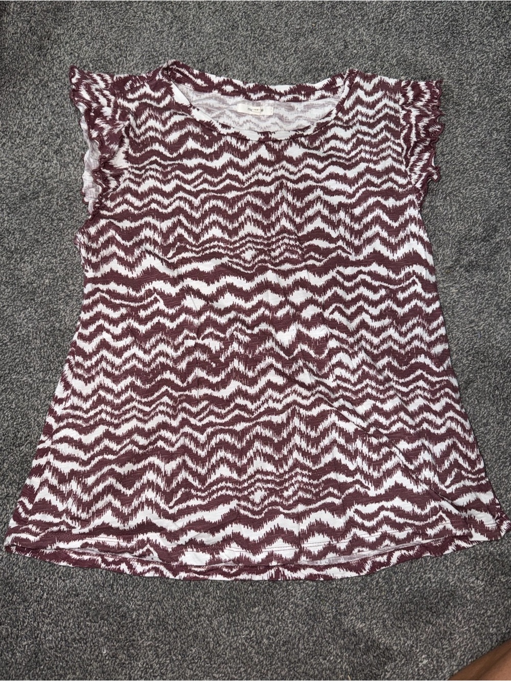 Maurices Maroon and White Zigzag Tank Top